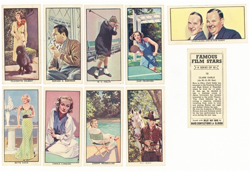 1939 Mars Confections "Famous Film Stars" Complete Set (50) - Featuring Laurel & Hardy